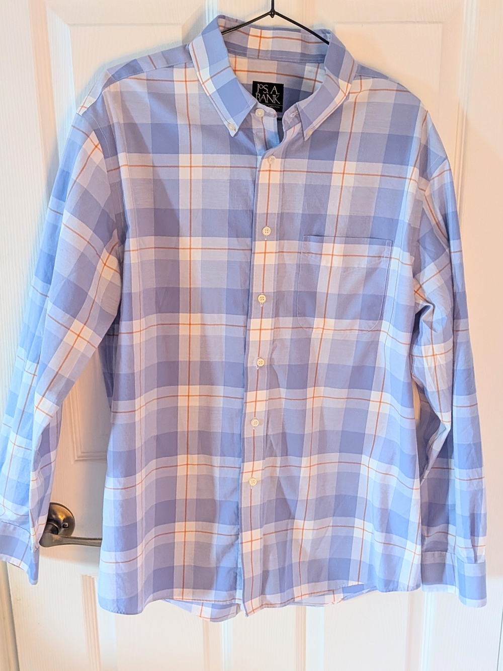 Jos. A. Bank Light Blue and White Plaid Button-Down Shirt